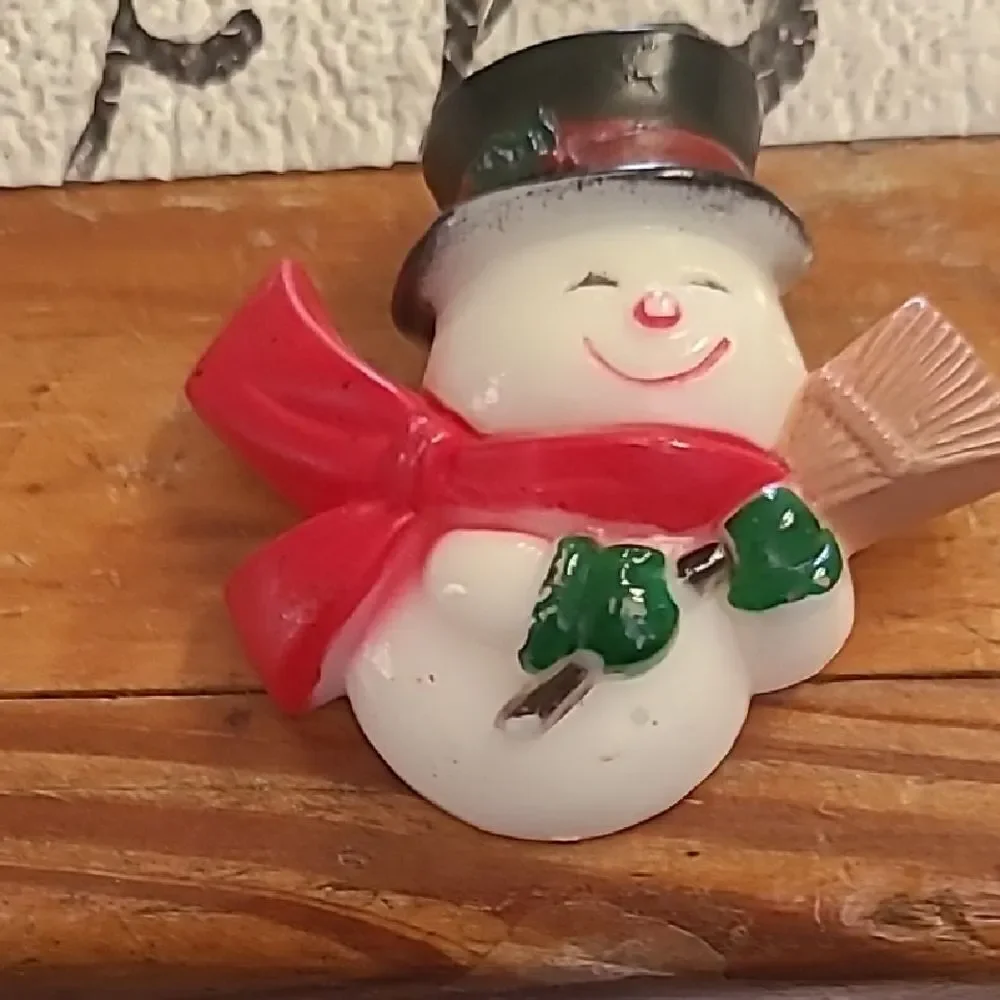 Festive Snowman Brooch with Red Scarf